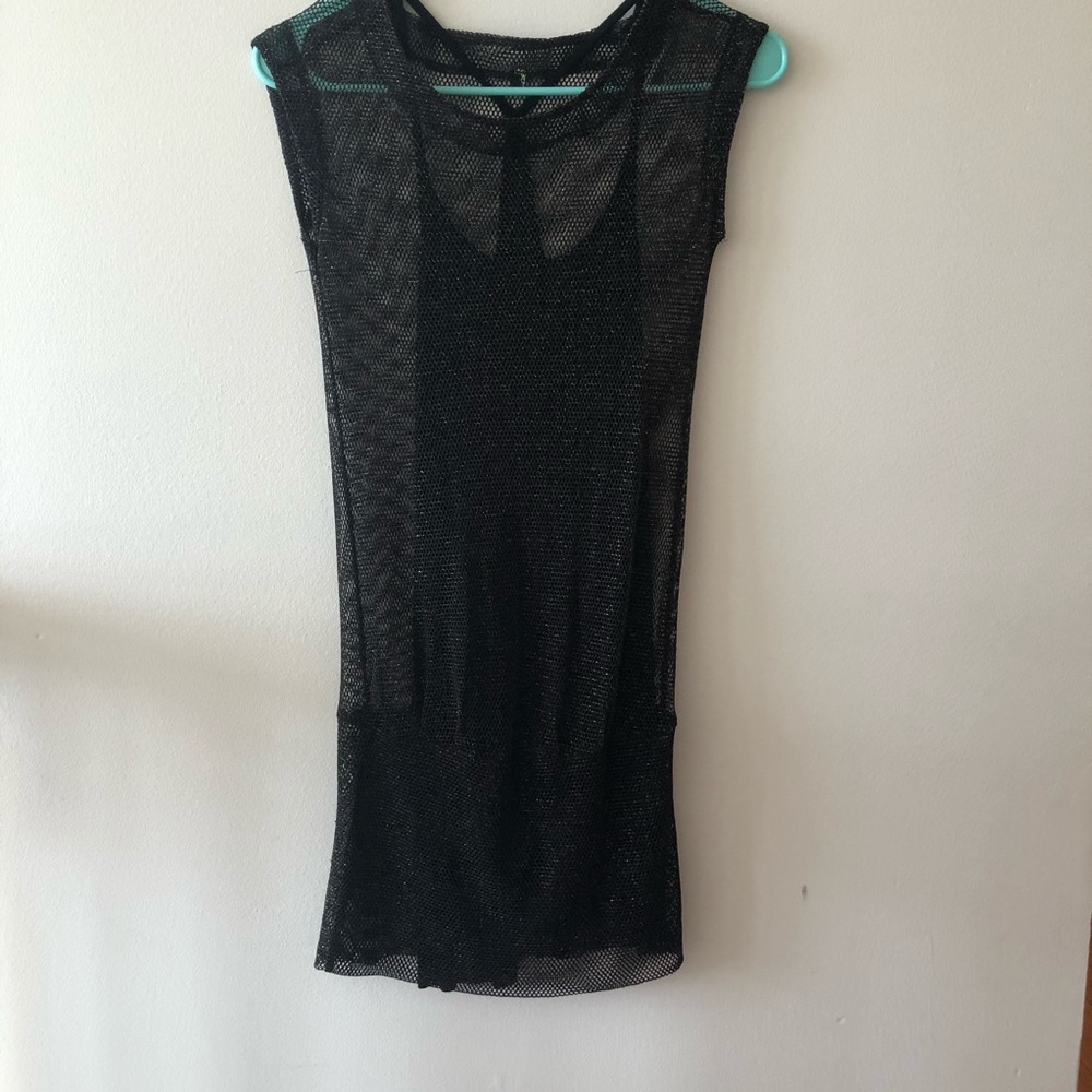 Women’s black mesh cotton dress
